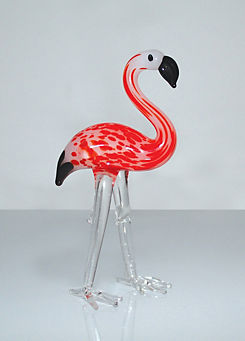 Objets D’art Miniature Flamingo Glass Figurine