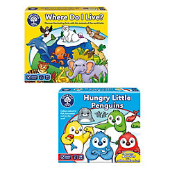 Orchard Toys Hungry Little Penguins & Where Do I Live? Games