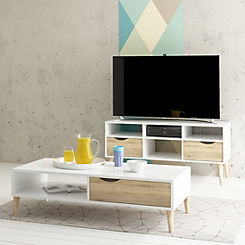 Oslo Wide 2 Drawers 4 Shelves TV Unit