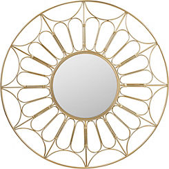Pacific Lifestyle Gold Metal Cane Effect Frame Round Wall Mirror