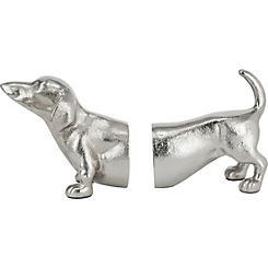Pacific Lifestyle Silver Metal Sausage Dog Book Ends
