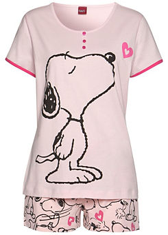 Peanuts Snoopy Heart Print Short Pyjamas