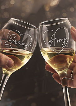 Personalised Momento Personalised Heart Wine Glass Set