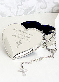 Personalised Rosary Beads & Cross Heart Trinket Box