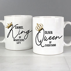 Personalised ’King and Queen of Everything’ Mug Set