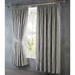 Portfolio Home Oak Tree Silver Pair of Pencil Pleat Lined Curtains