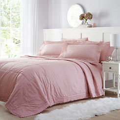 Portfolio Home Pink Broderie Anglaise Bedspread & Pillowshams