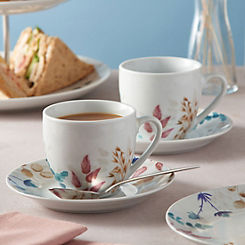 Price & Kensington Set of 2 Porcelain Cup & Saucers