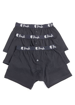Pringle Pack of 3 Mens William Cotton Button Fly Boxers - Black