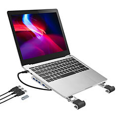 ProperAV Folding Laptop Stand with 100W PD USB-C Charging Hub Including 4 x USA-A Ports