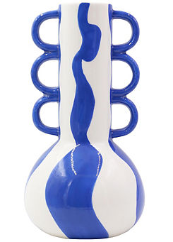 Que Rico Handpainted Tomas Bold & Blue Ceramic Vase