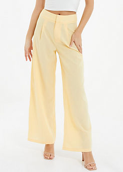 Quiz Yellow Linen Look Trousers