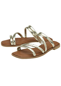 Ravel Gold Leather Tain Sandals