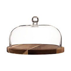 Ravenhead Acacia Wood Board/Glass Dome Set