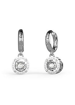 Rhodium Plated 24mm Solitaire Huggies by Guess