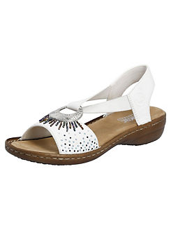 Rieker 60880 Ladies White Elasticated Sandals