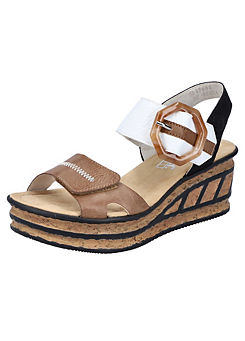 Rieker 68176 Ladies Beige Hook & Loop Sandals