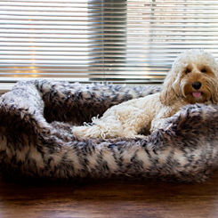 Rosewood Brown Cosy Fur Print Pet Beds