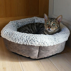 Rosewood Grey Luxury Fleece Lined Plush Round Pet Bed