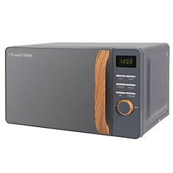 Russell Hobbs 700W 17L Scandi Digital Microwave with Wooden Effect Handle RHMD714G - Grey