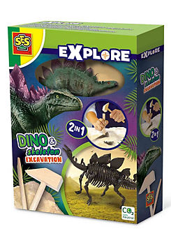 SES Creative Explore Stegosaurus Dino And Skeleton Excavation 2-In-1