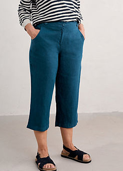 Seasalt Cornwall Teal Brawn Point Cropped Trousers