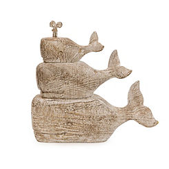 Shabby Chic Set of 3 Stacked Whales Ornament