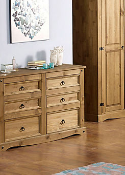 Sierra Pine 3+3 Wide Chest of Drawers
