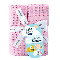 Silentnight Safe Nights Pack of 2 100% Cotton Baby Cellular Blankets