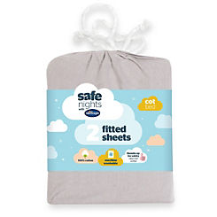 Silentnight Safe Nights Pack of 2 Cot Bed 100% Cotton Fitted Sheets