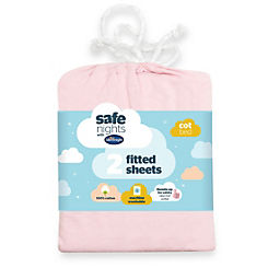 Silentnight Safe Nights Pack of 2 Cot Bed 100% Cotton Fitted Sheets