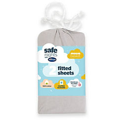 Silentnight Safe Nights Pack of 2 Moses Basket 100% Cotton Fitted Sheets