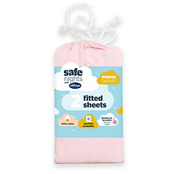 Silentnight Safe Nights Pack of 2 Moses Basket 100% Cotton Fitted Sheets