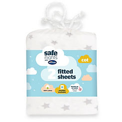 Silentnight Safe Nights Pack of 2 Star Print Cot 100% Cotton Fitted Sheets