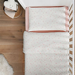 Silentnight Safe Nights Pink Star Cot Bed 100% Cotton Duvet Set