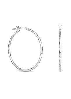 Simply Silver Sterling Silver 925 Fine Diamond Cut Hoop Earrings