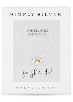 Simply Silver Sterling Silver 925 Tri Tone Triple Star Necklace - Gift Boxed