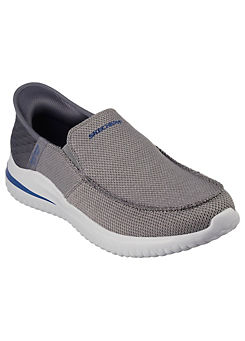 Skechers Mens Grey Knit Slip-Ins Delson 3.0 Cabrino Trainers