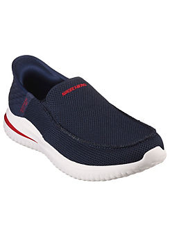 Skechers Mens Navy Knit Slip-Ins Delson 3.0 Cabrino Trainers