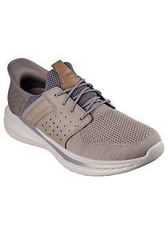 Skechers Mens Taupe Knit Slip-Ins Slade Ocon Trainers