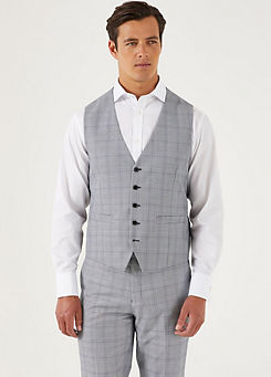 Skopes Anello Grey Check Tailored Fit Suit Waistcoat