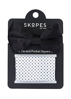 Skopes Black Velvet Bow Tie & Pocket Square Set