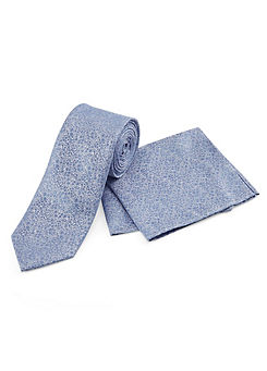 Skopes Blue Pattern Tie & Pocket Square Set
