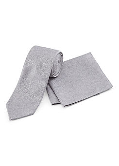 Skopes Silver Pattern Tie & Pocket Square Set