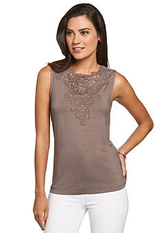 Sleeveless Lace Front Top