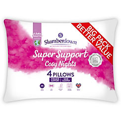 Slumberdown Super Support Cosy Nights Firm Support Pack of 4 Pillows