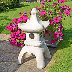 Solstice Sculptures Pagoda Large Lantern Weathered Light Stone Effect Garden Ornament