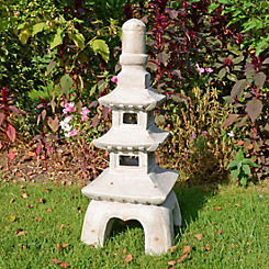 Solstice Sculptures Pagoda Stack Weathered Light Stone Effect Garden Ornament
