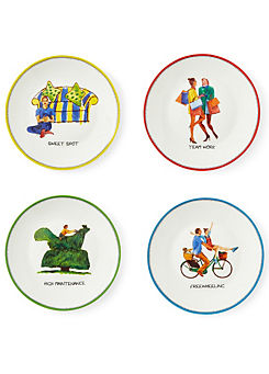 Spode Kit Kemp Doodles Set of 4 Tidbit Plates