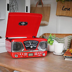 Steepletone Roxy 4 Vinyl Record Player - Red